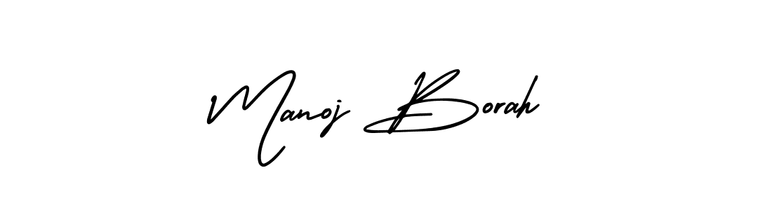 The best way (AmerikaSignatureDemo-Regular) to make a short signature is to pick only two or three words in your name. The name Manoj Borah include a total of six letters. For converting this name. Manoj Borah signature style 3 images and pictures png