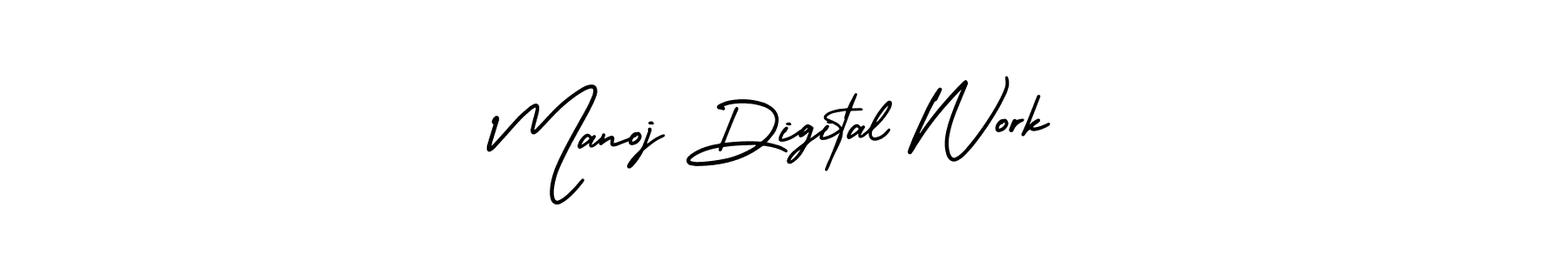 You should practise on your own different ways (AmerikaSignatureDemo-Regular) to write your name (Manoj Digital Work) in signature. don't let someone else do it for you. Manoj Digital Work signature style 3 images and pictures png