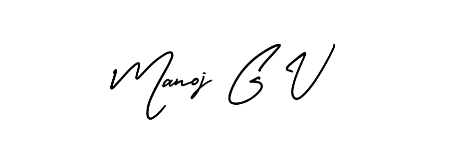 This is the best signature style for the Manoj G V name. Also you like these signature font (AmerikaSignatureDemo-Regular). Mix name signature. Manoj G V signature style 3 images and pictures png
