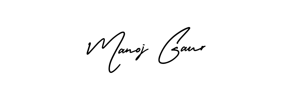 Manoj Gaur stylish signature style. Best Handwritten Sign (AmerikaSignatureDemo-Regular) for my name. Handwritten Signature Collection Ideas for my name Manoj Gaur. Manoj Gaur signature style 3 images and pictures png