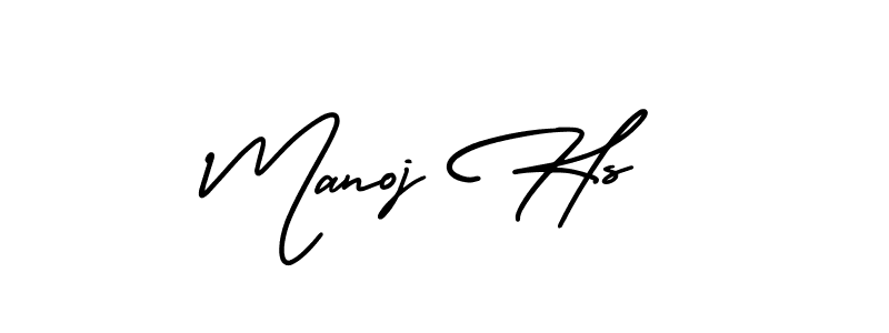 The best way (AmerikaSignatureDemo-Regular) to make a short signature is to pick only two or three words in your name. The name Manoj Hs include a total of six letters. For converting this name. Manoj Hs signature style 3 images and pictures png