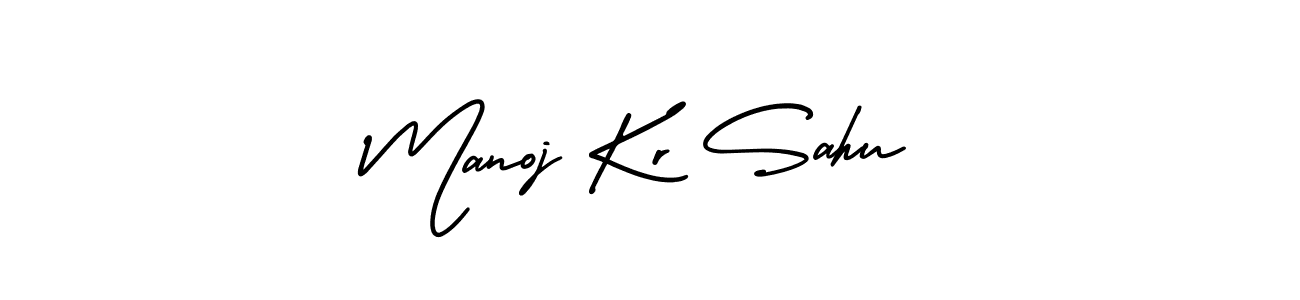 The best way (AmerikaSignatureDemo-Regular) to make a short signature is to pick only two or three words in your name. The name Manoj Kr Sahu include a total of six letters. For converting this name. Manoj Kr Sahu signature style 3 images and pictures png