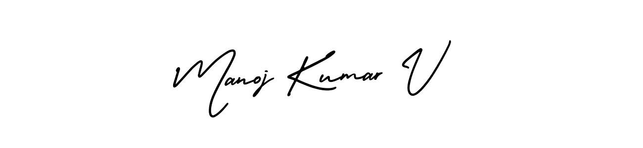 How to make Manoj Kumar V name signature. Use AmerikaSignatureDemo-Regular style for creating short signs online. This is the latest handwritten sign. Manoj Kumar V signature style 3 images and pictures png