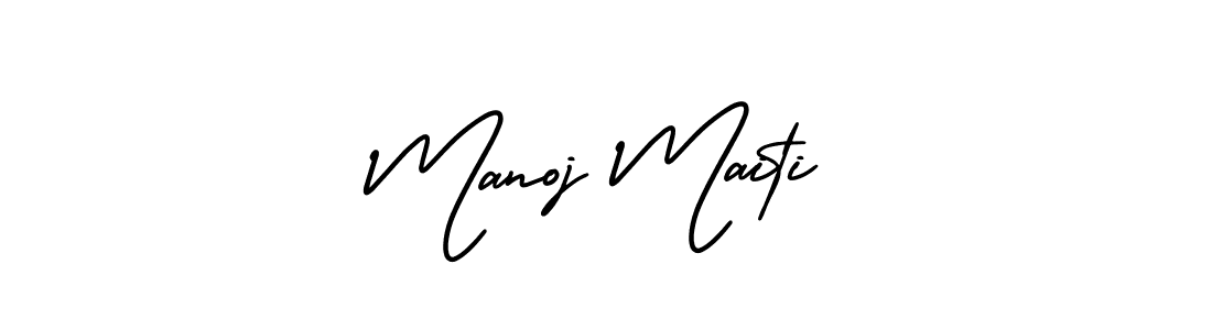 You should practise on your own different ways (AmerikaSignatureDemo-Regular) to write your name (Manoj Maiti) in signature. don't let someone else do it for you. Manoj Maiti signature style 3 images and pictures png