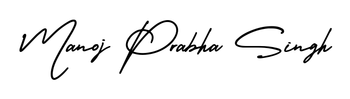 A dynamic signature style for Manoj Prabha Singh using AmerikaSignatureDemo-Regular script. Designed to look authentic, handwritten, and professional. Manoj Prabha Singh signature style 3 images and pictures png