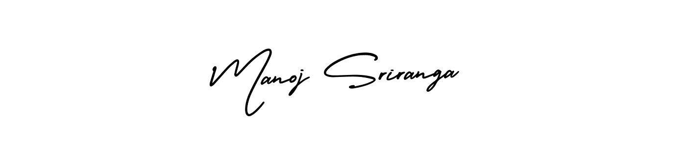 You should practise on your own different ways (AmerikaSignatureDemo-Regular) to write your name (Manoj Sriranga) in signature. don't let someone else do it for you. Manoj Sriranga signature style 3 images and pictures png