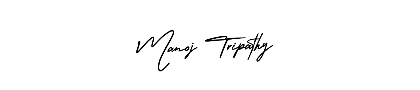 You should practise on your own different ways (AmerikaSignatureDemo-Regular) to write your name (Manoj Tripathy) in signature. don't let someone else do it for you. Manoj Tripathy signature style 3 images and pictures png