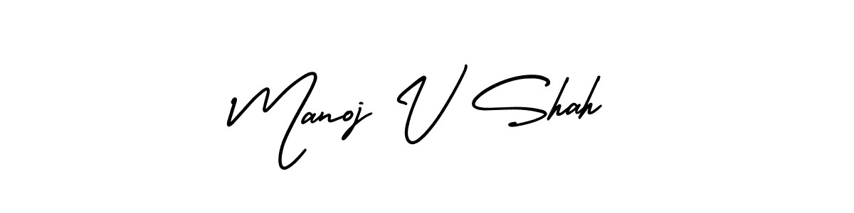 Also You can easily find your signature by using the search form. We will create Manoj V Shah name handwritten signature images for you free of cost using AmerikaSignatureDemo-Regular sign style. Manoj V Shah signature style 3 images and pictures png