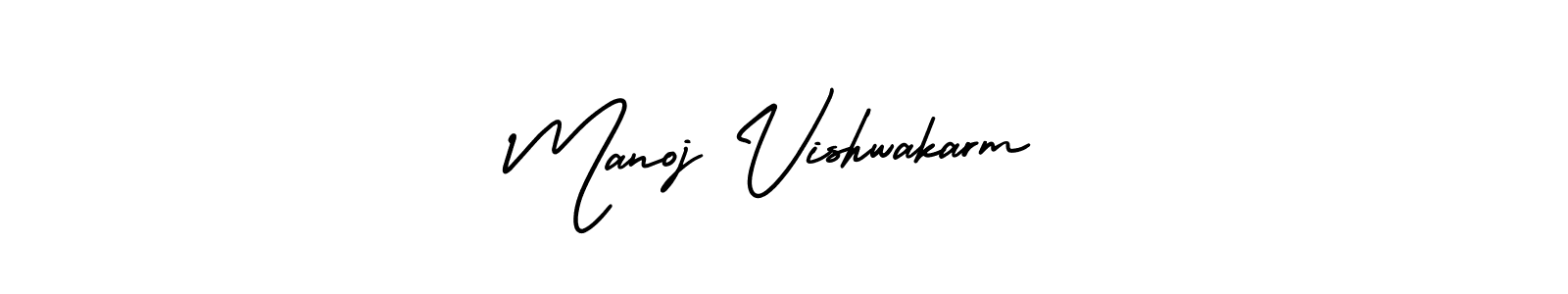 How to Draw Manoj Vishwakarm signature style? AmerikaSignatureDemo-Regular is a latest design signature styles for name Manoj Vishwakarm. Manoj Vishwakarm signature style 3 images and pictures png