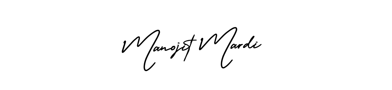 The best way (AmerikaSignatureDemo-Regular) to make a short signature is to pick only two or three words in your name. The name Manojit Mardi include a total of six letters. For converting this name. Manojit Mardi signature style 3 images and pictures png