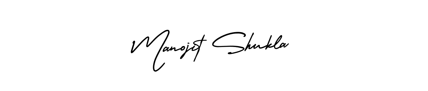 You should practise on your own different ways (AmerikaSignatureDemo-Regular) to write your name (Manojit Shukla) in signature. don't let someone else do it for you. Manojit Shukla signature style 3 images and pictures png