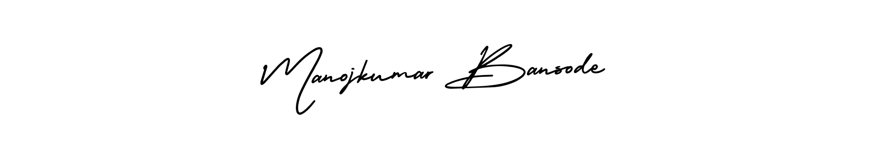 You should practise on your own different ways (AmerikaSignatureDemo-Regular) to write your name (Manojkumar Bansode) in signature. don't let someone else do it for you. Manojkumar Bansode signature style 3 images and pictures png