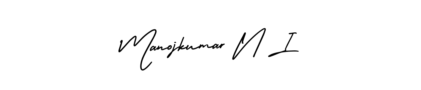 The best way (AmerikaSignatureDemo-Regular) to make a short signature is to pick only two or three words in your name. The name Manojkumar N I include a total of six letters. For converting this name. Manojkumar N I signature style 3 images and pictures png