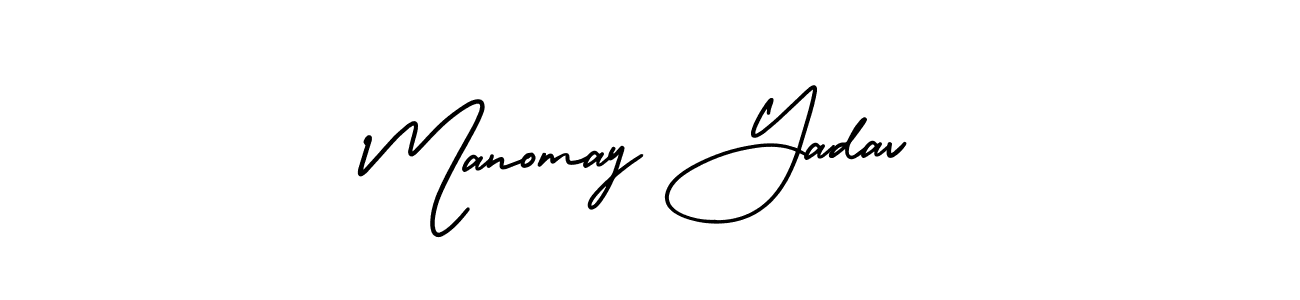 Make a beautiful signature design for name Manomay Yadav. With this signature (AmerikaSignatureDemo-Regular) style, you can create a handwritten signature for free. Manomay Yadav signature style 3 images and pictures png