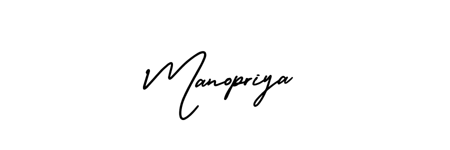 How to make Manopriya signature? AmerikaSignatureDemo-Regular is a professional autograph style. Create handwritten signature for Manopriya name. Manopriya signature style 3 images and pictures png