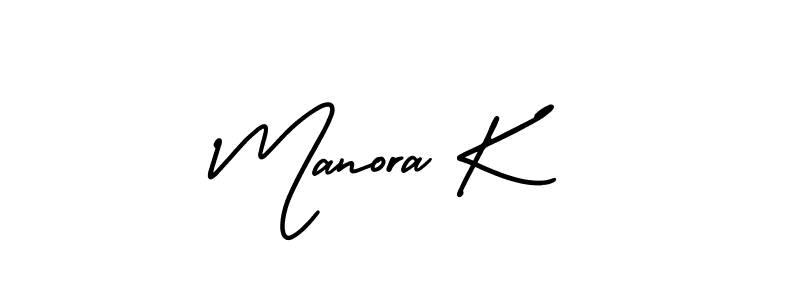 Use a signature maker to create a handwritten signature online. With this signature software, you can design (AmerikaSignatureDemo-Regular) your own signature for name Manora K. Manora K signature style 3 images and pictures png