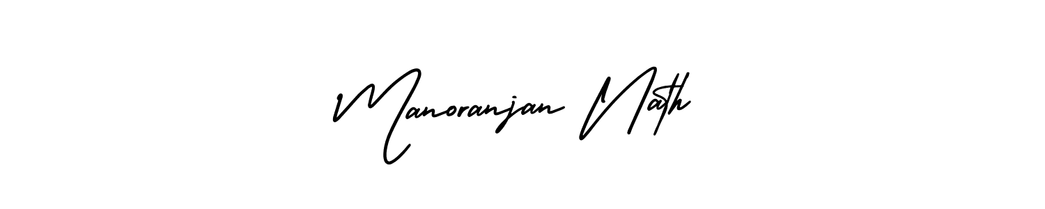 You should practise on your own different ways (AmerikaSignatureDemo-Regular) to write your name (Manoranjan Nath) in signature. don't let someone else do it for you. Manoranjan Nath signature style 3 images and pictures png