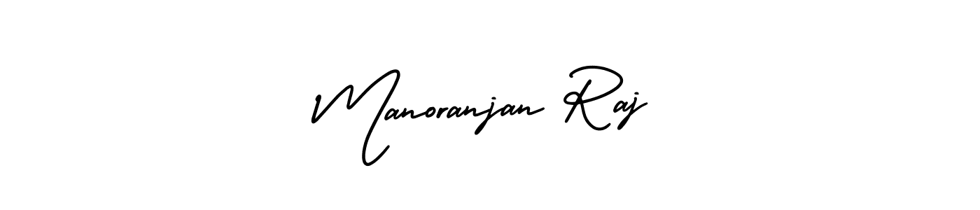How to make Manoranjan Raj name signature. Use AmerikaSignatureDemo-Regular style for creating short signs online. This is the latest handwritten sign. Manoranjan Raj signature style 3 images and pictures png