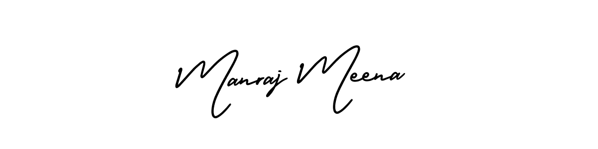 The best way (AmerikaSignatureDemo-Regular) to make a short signature is to pick only two or three words in your name. The name Manraj Meena include a total of six letters. For converting this name. Manraj Meena signature style 3 images and pictures png