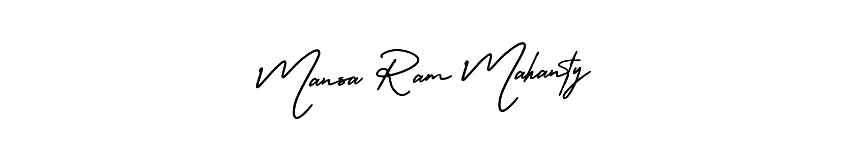 You should practise on your own different ways (AmerikaSignatureDemo-Regular) to write your name (Mansa Ram Mahanty) in signature. don't let someone else do it for you. Mansa Ram Mahanty signature style 3 images and pictures png