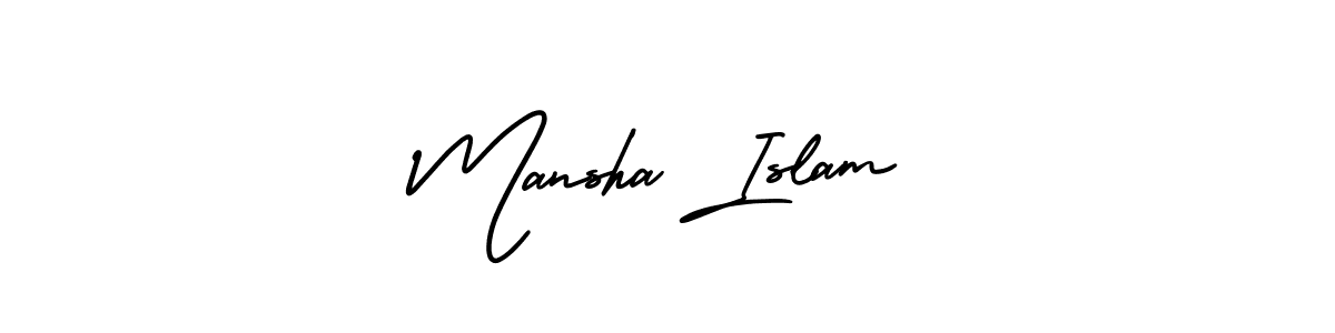 You can use this online signature creator to create a handwritten signature for the name Mansha Islam. This is the best online autograph maker. Mansha Islam signature style 3 images and pictures png