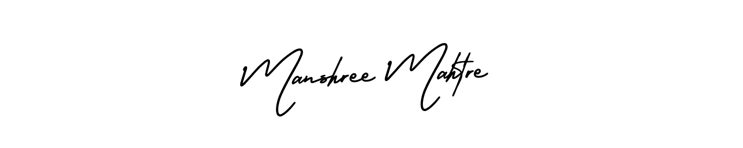 The best way (AmerikaSignatureDemo-Regular) to make a short signature is to pick only two or three words in your name. The name Manshree Mahtre include a total of six letters. For converting this name. Manshree Mahtre signature style 3 images and pictures png