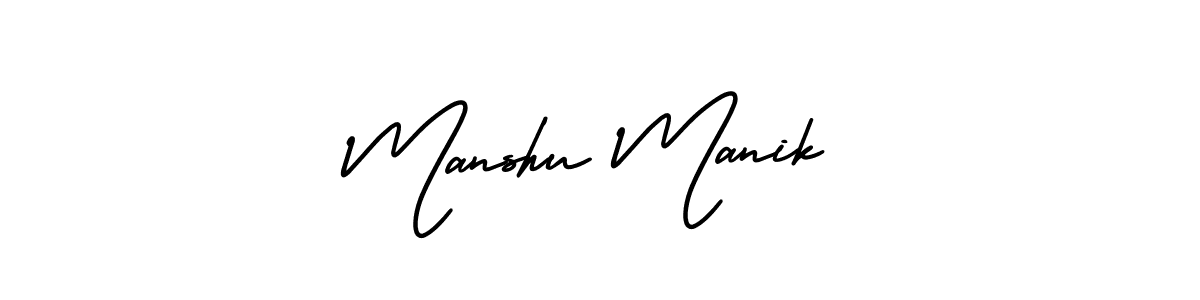 How to make Manshu Manik name signature. Use AmerikaSignatureDemo-Regular style for creating short signs online. This is the latest handwritten sign. Manshu Manik signature style 3 images and pictures png