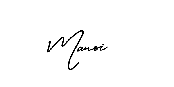 The best way (AmerikaSignatureDemo-Regular) to make a short signature is to pick only two or three words in your name. The name Mansi  include a total of six letters. For converting this name. Mansi  signature style 3 images and pictures png
