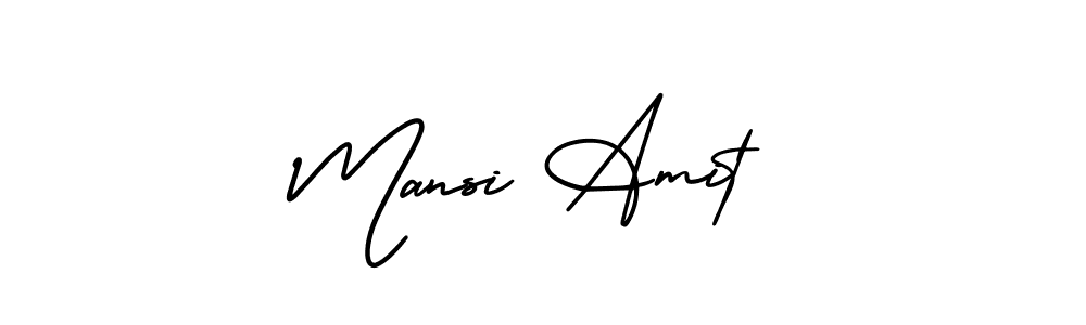 The best way (AmerikaSignatureDemo-Regular) to make a short signature is to pick only two or three words in your name. The name Mansi Amit include a total of six letters. For converting this name. Mansi Amit signature style 3 images and pictures png