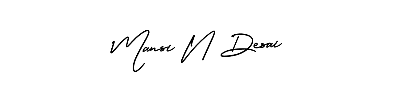 This is the best signature style for the Mansi N Desai name. Also you like these signature font (AmerikaSignatureDemo-Regular). Mix name signature. Mansi N Desai signature style 3 images and pictures png