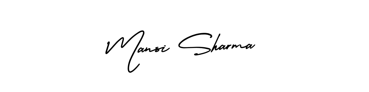 You should practise on your own different ways (AmerikaSignatureDemo-Regular) to write your name (Mansi Sharma) in signature. don't let someone else do it for you. Mansi Sharma signature style 3 images and pictures png