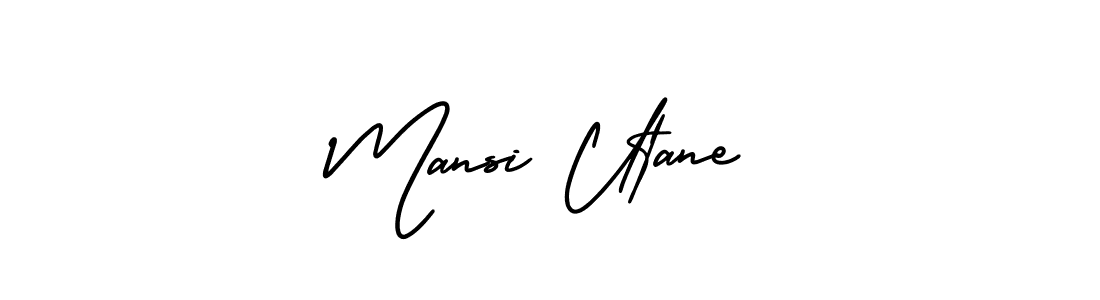 It looks lik you need a new signature style for name Mansi Utane. Design unique handwritten (AmerikaSignatureDemo-Regular) signature with our free signature maker in just a few clicks. Mansi Utane signature style 3 images and pictures png