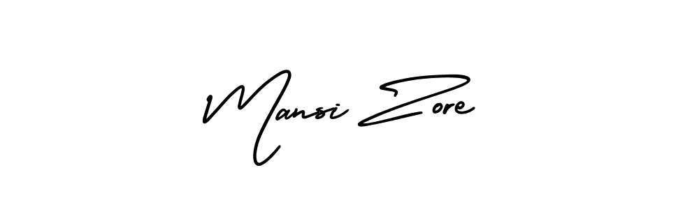 The best way (AmerikaSignatureDemo-Regular) to make a short signature is to pick only two or three words in your name. The name Mansi Zore include a total of six letters. For converting this name. Mansi Zore signature style 3 images and pictures png