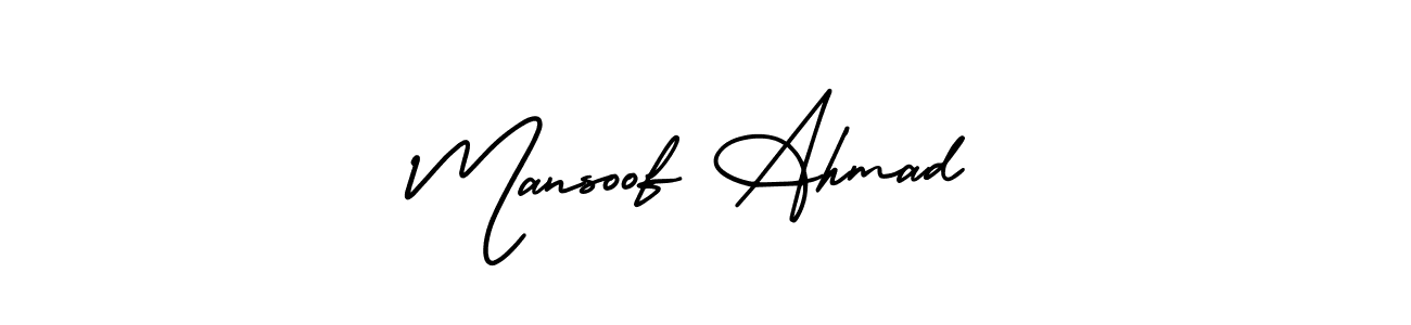 This is the best signature style for the Mansoof Ahmad name. Also you like these signature font (AmerikaSignatureDemo-Regular). Mix name signature. Mansoof Ahmad signature style 3 images and pictures png