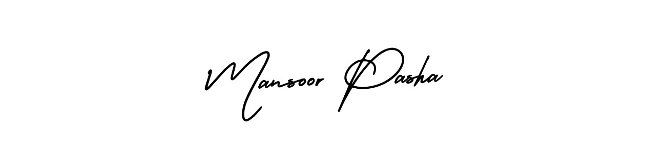 This is the best signature style for the Mansoor Pasha name. Also you like these signature font (AmerikaSignatureDemo-Regular). Mix name signature. Mansoor Pasha signature style 3 images and pictures png