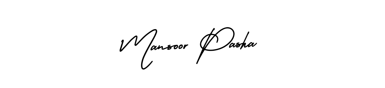 This is the best signature style for the Mansoor Pasha name. Also you like these signature font (AmerikaSignatureDemo-Regular). Mix name signature. Mansoor Pasha signature style 3 images and pictures png