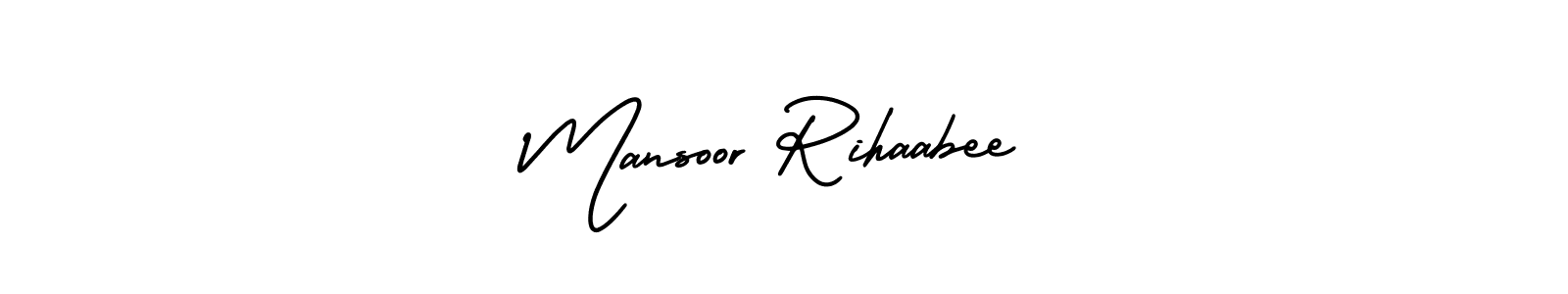 Similarly AmerikaSignatureDemo-Regular is the best handwritten signature design. Signature creator online .You can use it as an online autograph creator for name Mansoor Rihaabee. Mansoor Rihaabee signature style 3 images and pictures png