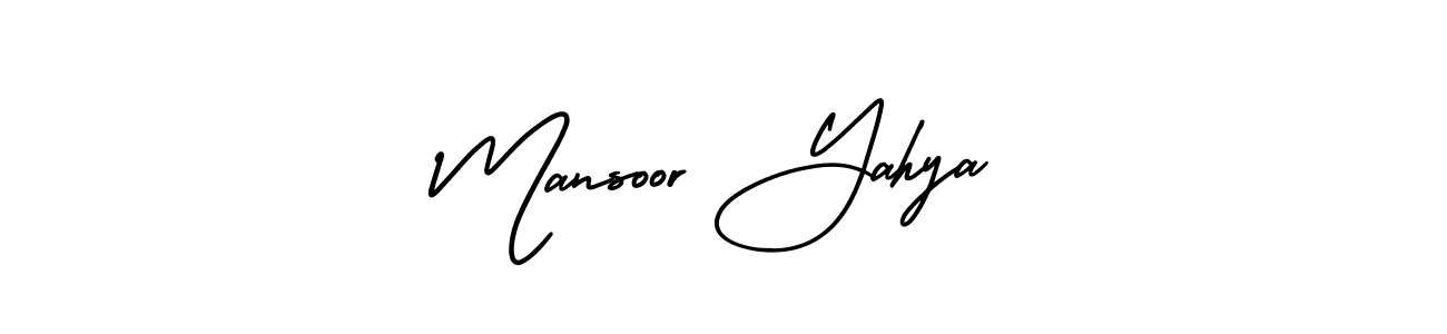 The best way (AmerikaSignatureDemo-Regular) to make a short signature is to pick only two or three words in your name. The name Mansoor Yahya include a total of six letters. For converting this name. Mansoor Yahya signature style 3 images and pictures png