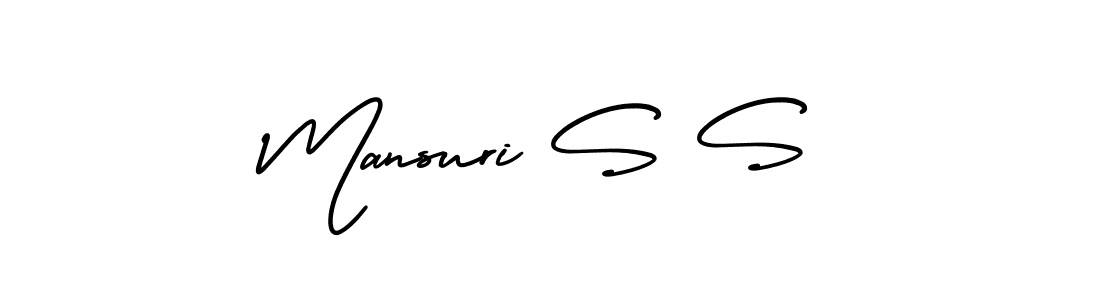 How to make Mansuri S S name signature. Use AmerikaSignatureDemo-Regular style for creating short signs online. This is the latest handwritten sign. Mansuri S S signature style 3 images and pictures png