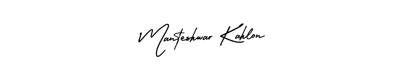 This is the best signature style for the Manteshwar Kahlon name. Also you like these signature font (AmerikaSignatureDemo-Regular). Mix name signature. Manteshwar Kahlon signature style 3 images and pictures png