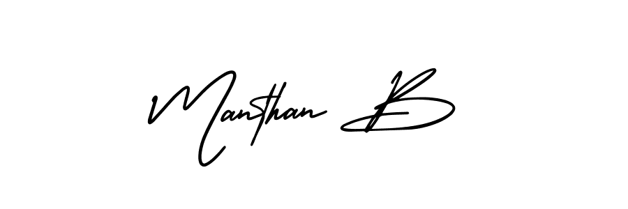 Design your own signature with our free online signature maker. With this signature software, you can create a handwritten (AmerikaSignatureDemo-Regular) signature for name Manthan B. Manthan B signature style 3 images and pictures png