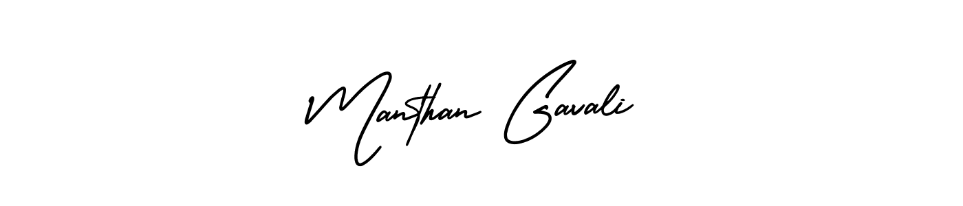 How to make Manthan Gavali name signature. Use AmerikaSignatureDemo-Regular style for creating short signs online. This is the latest handwritten sign. Manthan Gavali signature style 3 images and pictures png