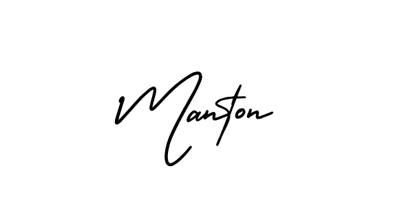 Use a signature maker to create a handwritten signature online. With this signature software, you can design (AmerikaSignatureDemo-Regular) your own signature for name Manton. Manton signature style 3 images and pictures png