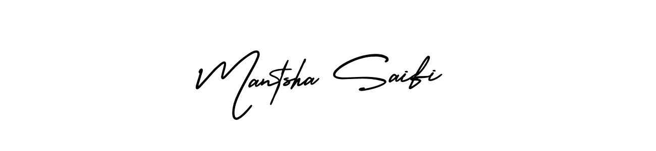 Also You can easily find your signature by using the search form. We will create Mantsha Saifi name handwritten signature images for you free of cost using AmerikaSignatureDemo-Regular sign style. Mantsha Saifi signature style 3 images and pictures png