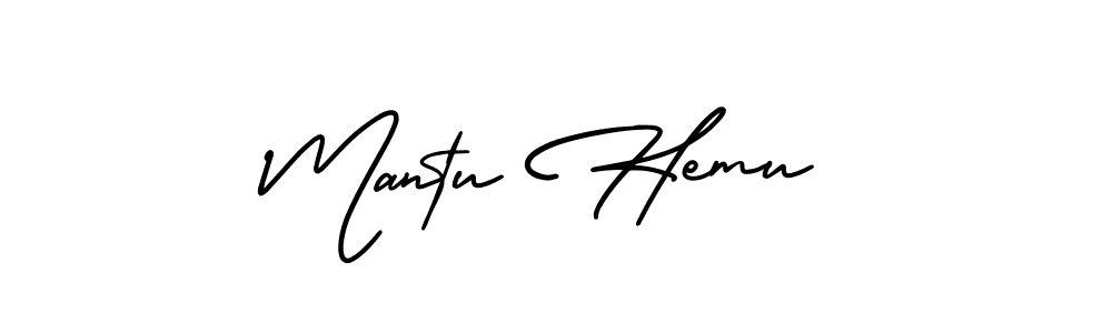 The best way (AmerikaSignatureDemo-Regular) to make a short signature is to pick only two or three words in your name. The name Mantu Hemu include a total of six letters. For converting this name. Mantu Hemu signature style 3 images and pictures png