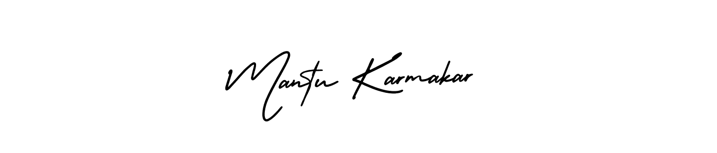 How to make Mantu Karmakar name signature. Use AmerikaSignatureDemo-Regular style for creating short signs online. This is the latest handwritten sign. Mantu Karmakar signature style 3 images and pictures png