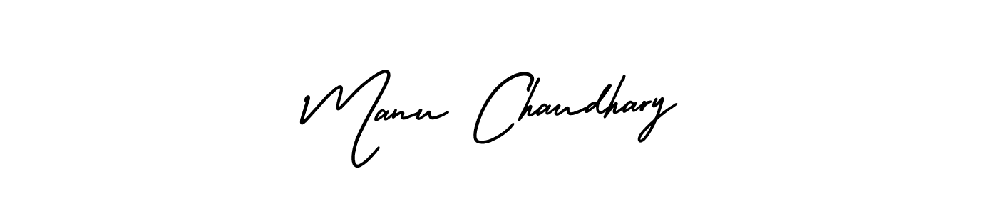 This is the best signature style for the Manu Chaudhary name. Also you like these signature font (AmerikaSignatureDemo-Regular). Mix name signature. Manu Chaudhary signature style 3 images and pictures png