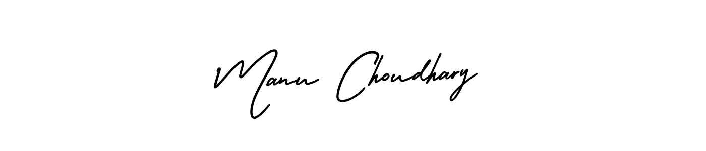 You should practise on your own different ways (AmerikaSignatureDemo-Regular) to write your name (Manu Choudhary) in signature. don't let someone else do it for you. Manu Choudhary signature style 3 images and pictures png