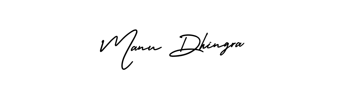 The best way (AmerikaSignatureDemo-Regular) to make a short signature is to pick only two or three words in your name. The name Manu Dhingra include a total of six letters. For converting this name. Manu Dhingra signature style 3 images and pictures png