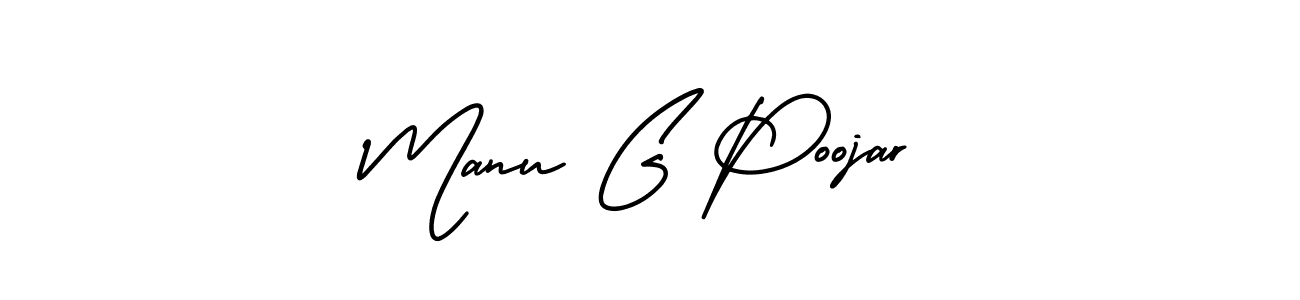 AmerikaSignatureDemo-Regular is a professional signature style that is perfect for those who want to add a touch of class to their signature. It is also a great choice for those who want to make their signature more unique. Get Manu G Poojar name to fancy signature for free. Manu G Poojar signature style 3 images and pictures png